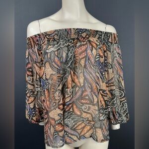 H&M off the shoulder flowy print blouse